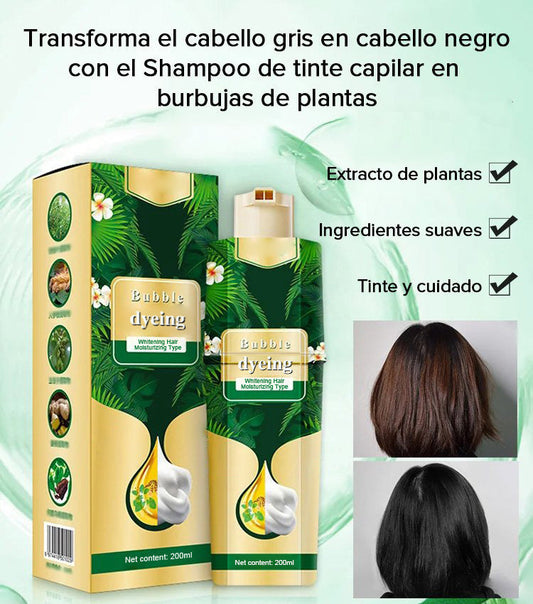 Shampoo de tinte vegetal para el cabello en burbujas